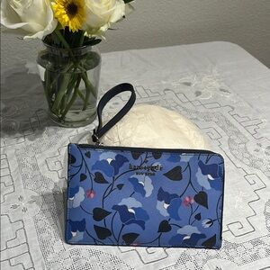 Kate Spade Blue and Black Floral Wristlet